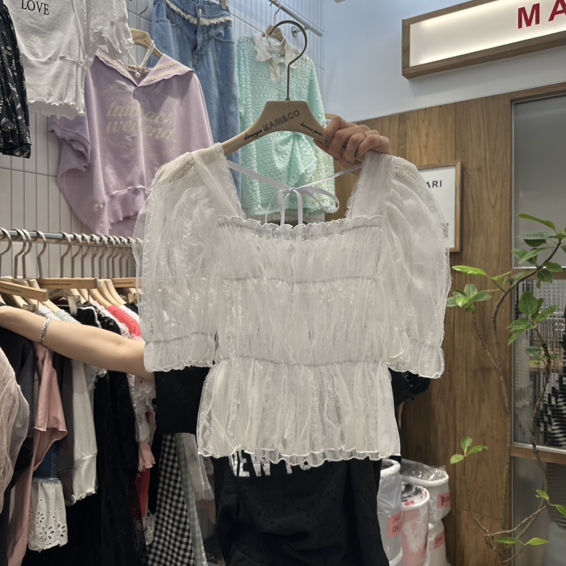 MARI CO直郵韓國代購㊣女裝新款休閑推薦熱賣25春夏襯衫蕾絲衫MARI CO襯衫/蕾絲衫