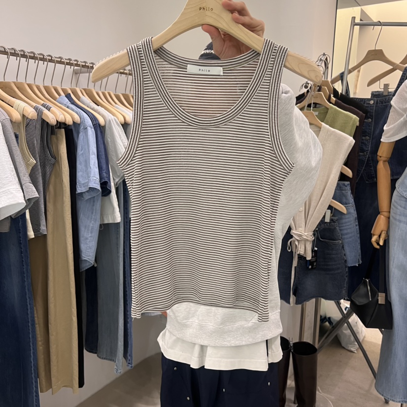 PHILO韓國直郵㊣女裝新品25春夏人氣時尚休閑熱賣推薦吊帶背心PHILO吊帶/背心圖色2