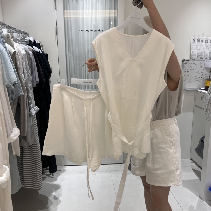 MONDAY TO SUNDAY直郵韓國代購㊣女裝新款推薦吊帶背心含腰帶MONDAY TO SUNDAY吊帶/背心