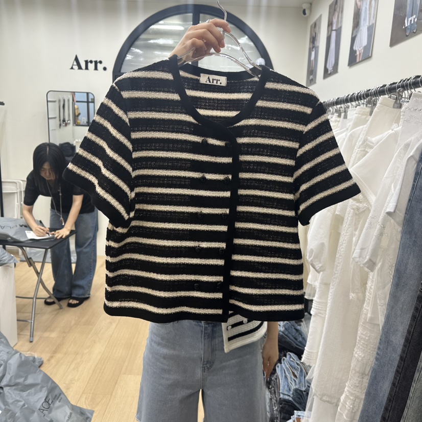 ARR韓國直郵㊣東大門實拍女裝新品時尚25春夏人氣針織衫開襟衫ARR針織衫圖色2