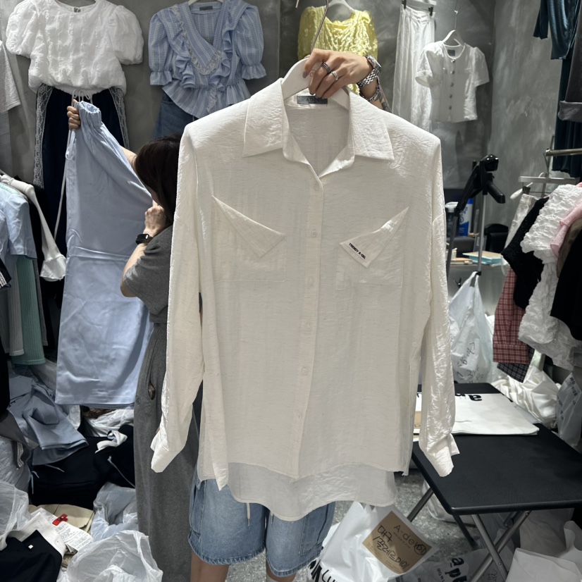 A-DEL韓國㊣直郵東大門代購女裝新款時尚休閑推薦襯衫蕾絲衫A-DEL襯衫/蕾絲衫圖色2