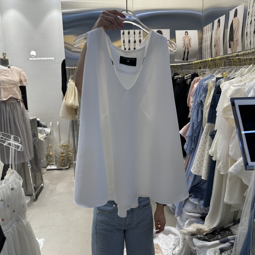 CHARLES THE SECOND韓國代購女裝新品25春夏休閑吊帶背心CHARLES THE SECOND/CHEAP-CHIC吊帶/背心