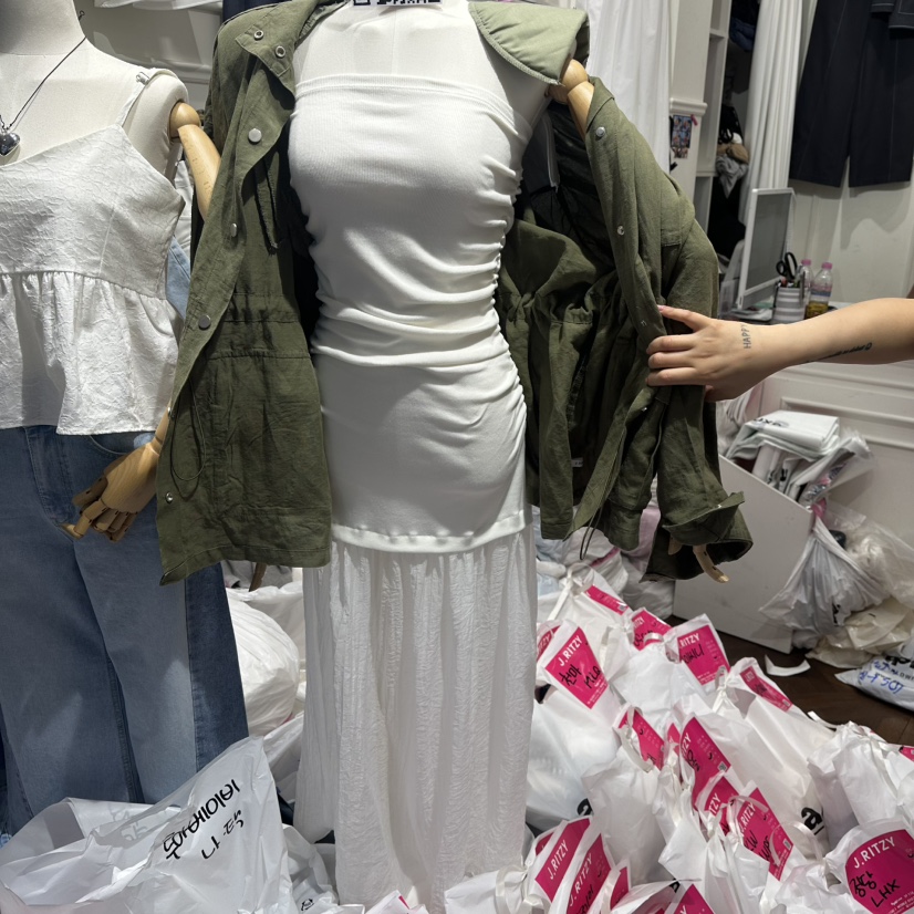 J.RITZY韓國代購女裝新款25春夏真品熱賣人氣時尚連衣裙褶皺J.RITZY連衣裙
