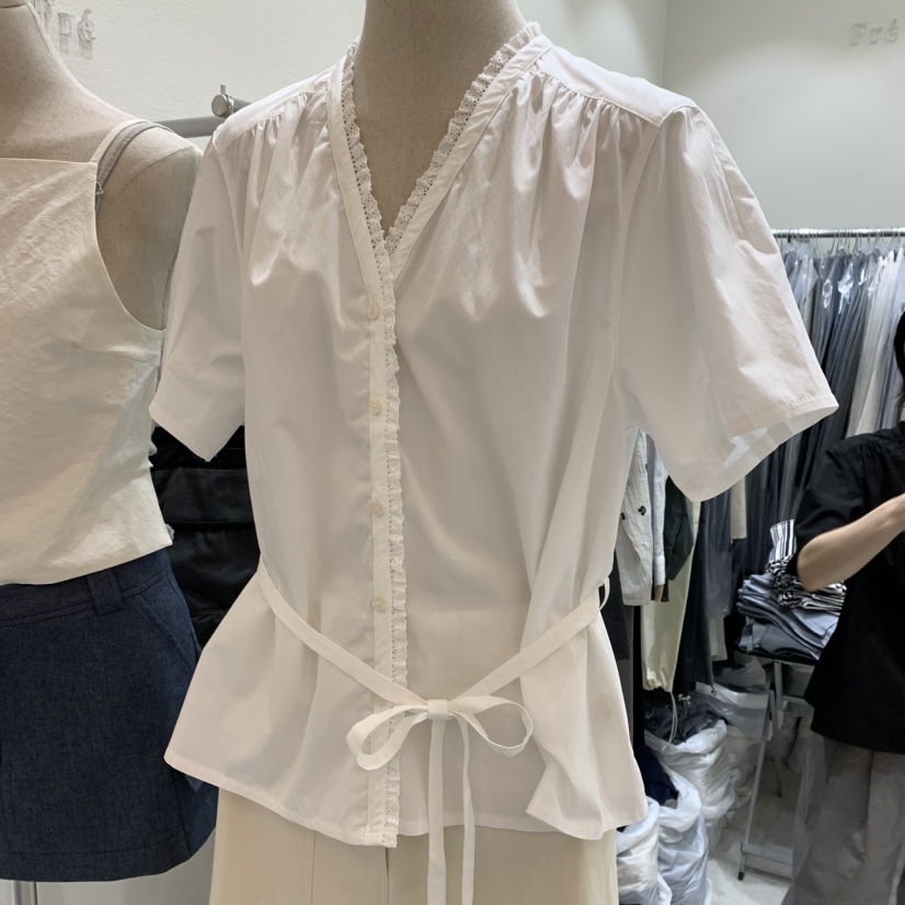 FRE韓國代購女士新品真品職業熱賣25春夏推薦休閑襯衫蕾絲衫FRE襯衫/蕾絲衫