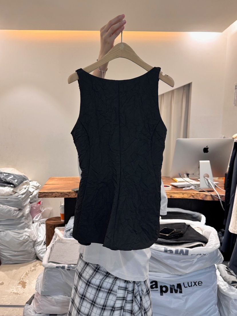 FRIC東大門直郵女士新品職業人氣真品推薦時尚吊帶背心褶皺FRIC吊帶/背心圖色2