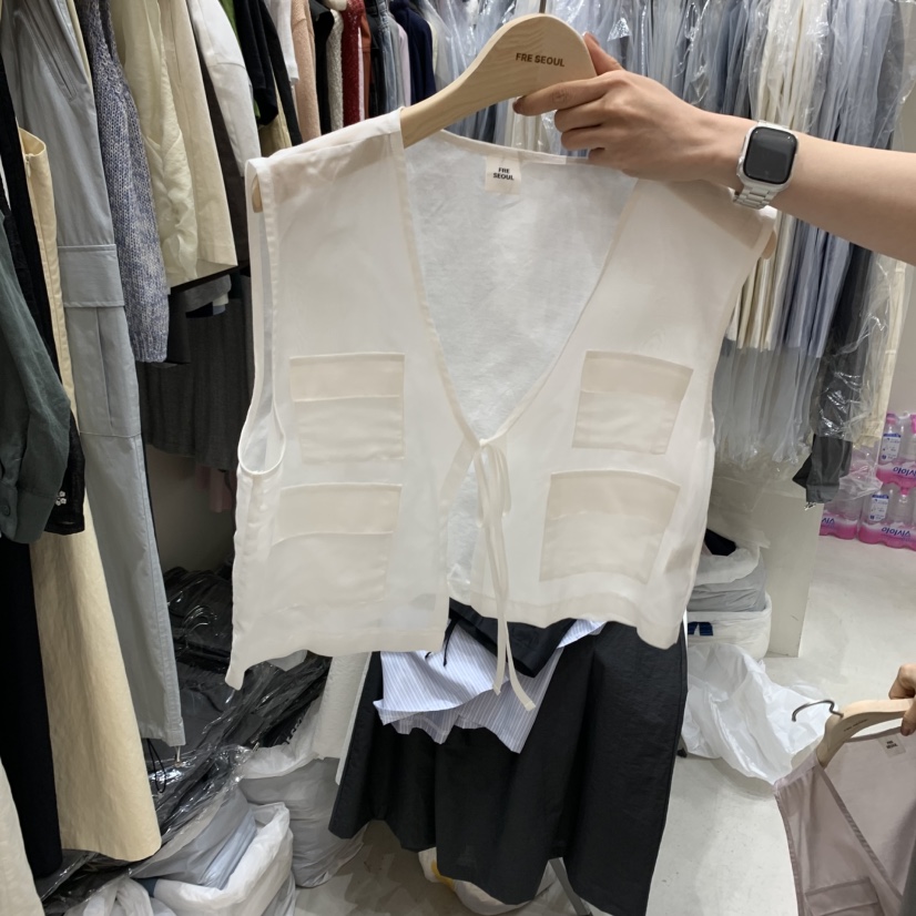 FRE東大門代購女裝新款人氣25春夏熱賣推薦時尚馬甲口袋透明FRE馬甲圖色3