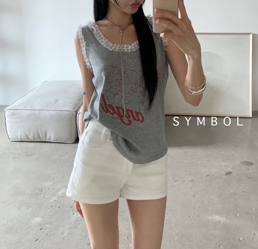 SYMBOL韓國直郵㊣東大門實拍女裝新款時尚熱賣休閑吊帶背心SYMBOL吊帶/背心