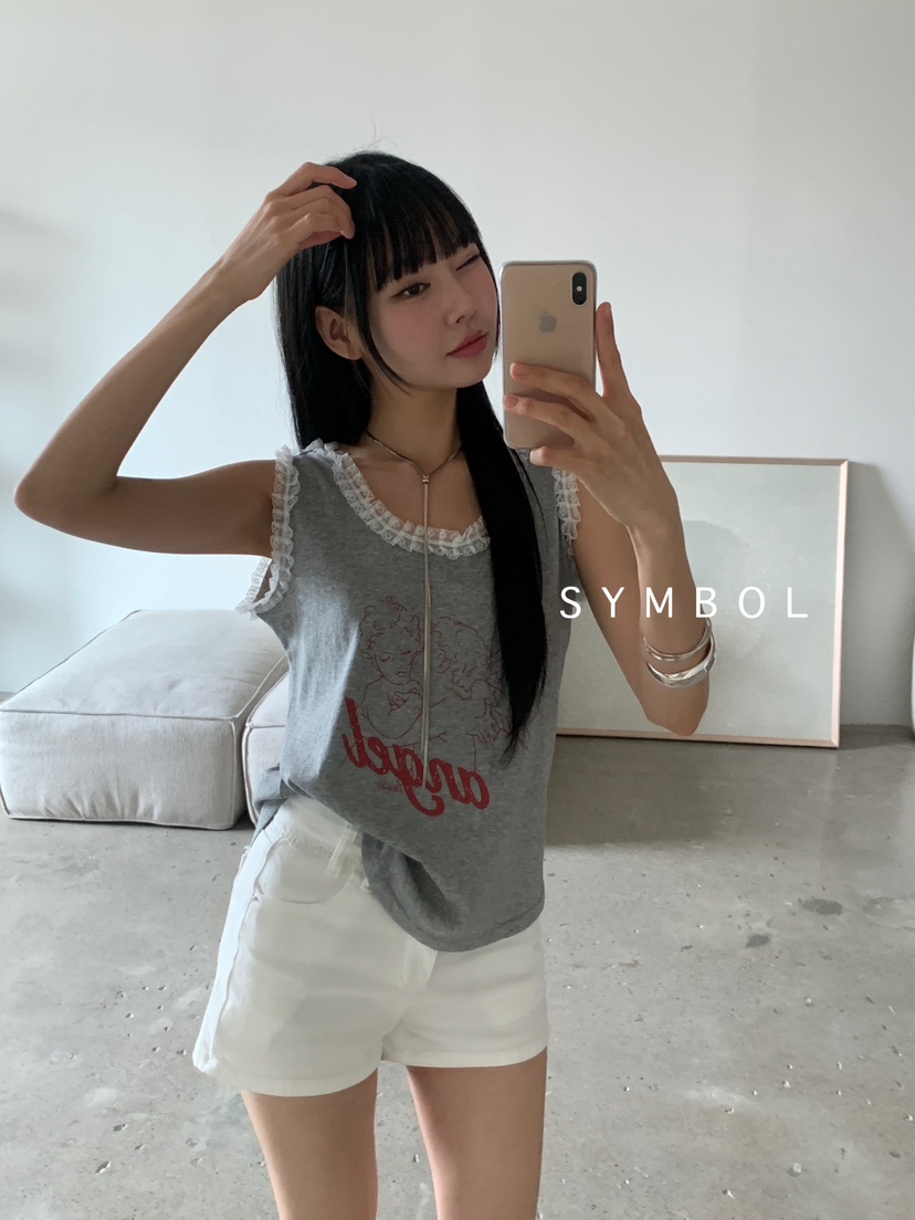 SYMBOL韓國直郵㊣東大門實拍女裝新款時尚熱賣休閑吊帶背心SYMBOL吊帶/背心