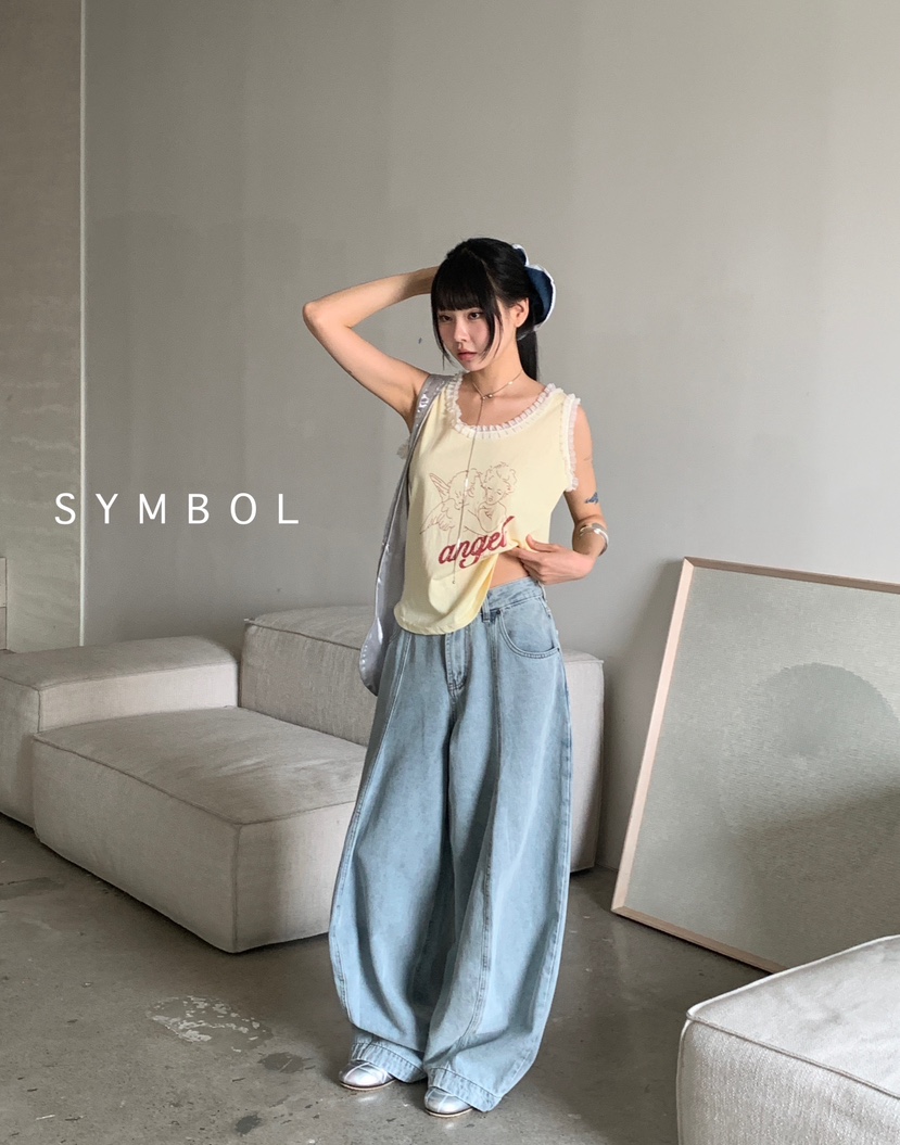 SYMBOL韓國直郵㊣東大門實拍女裝新款時尚熱賣休閑吊帶背心SYMBOL吊帶/背心
