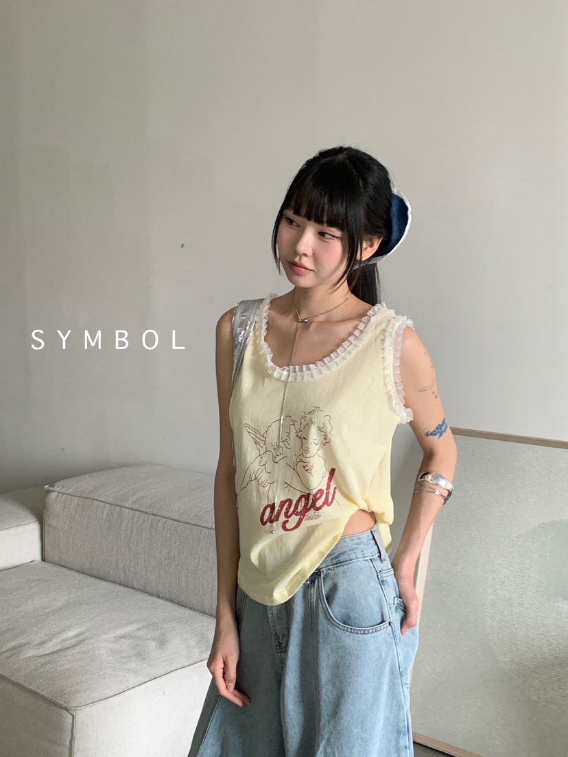 SYMBOL韓國直郵㊣東大門實拍女裝新款時尚熱賣休閑吊帶背心SYMBOL吊帶/背心