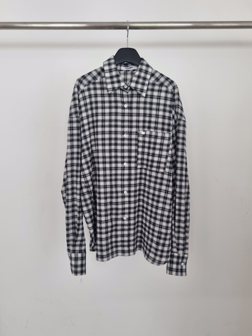 VERANDA直郵韓國代購㊣女裝新品休閑25春夏時尚襯衫蕾絲衫格紋VERANDA襯衫/蕾絲衫