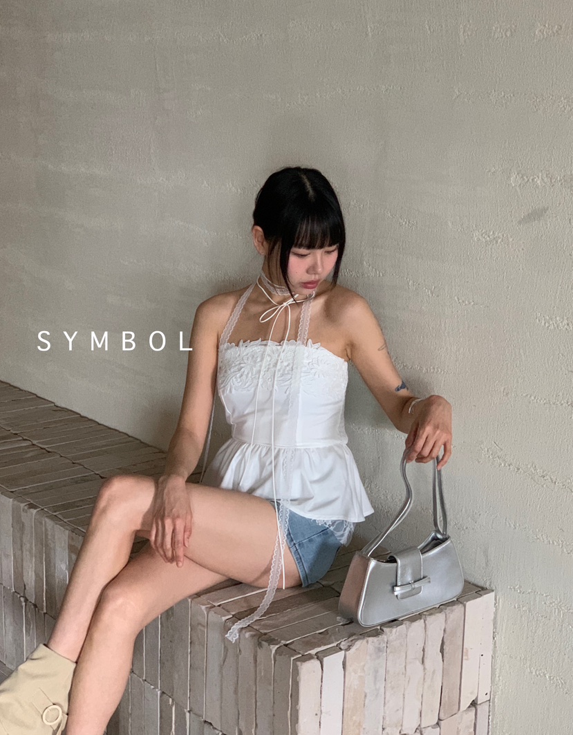 SYMBOL韓國直郵㊣女裝新款推薦熱賣25春夏人氣吊帶背心刺繡SYMBOL吊帶/背心
