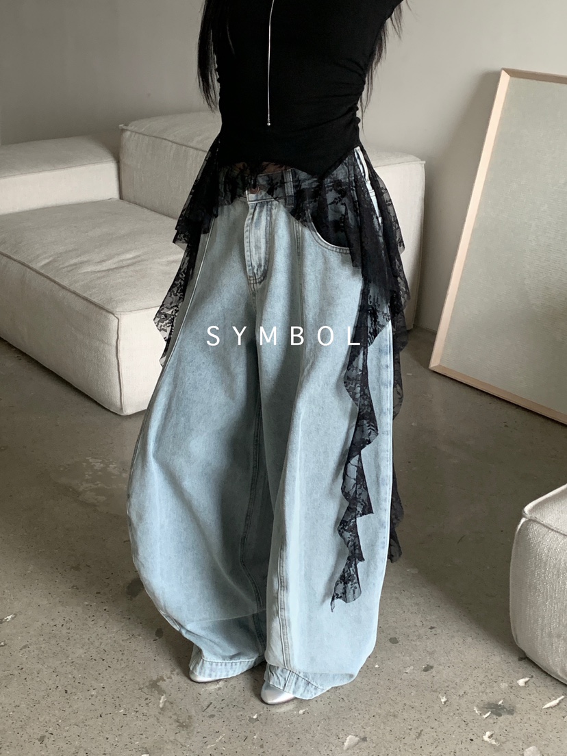 SYMBOL直郵韓國代購㊣女裝新款推薦人氣休閑時尚25春夏牛仔褲SYMBOL牛仔褲