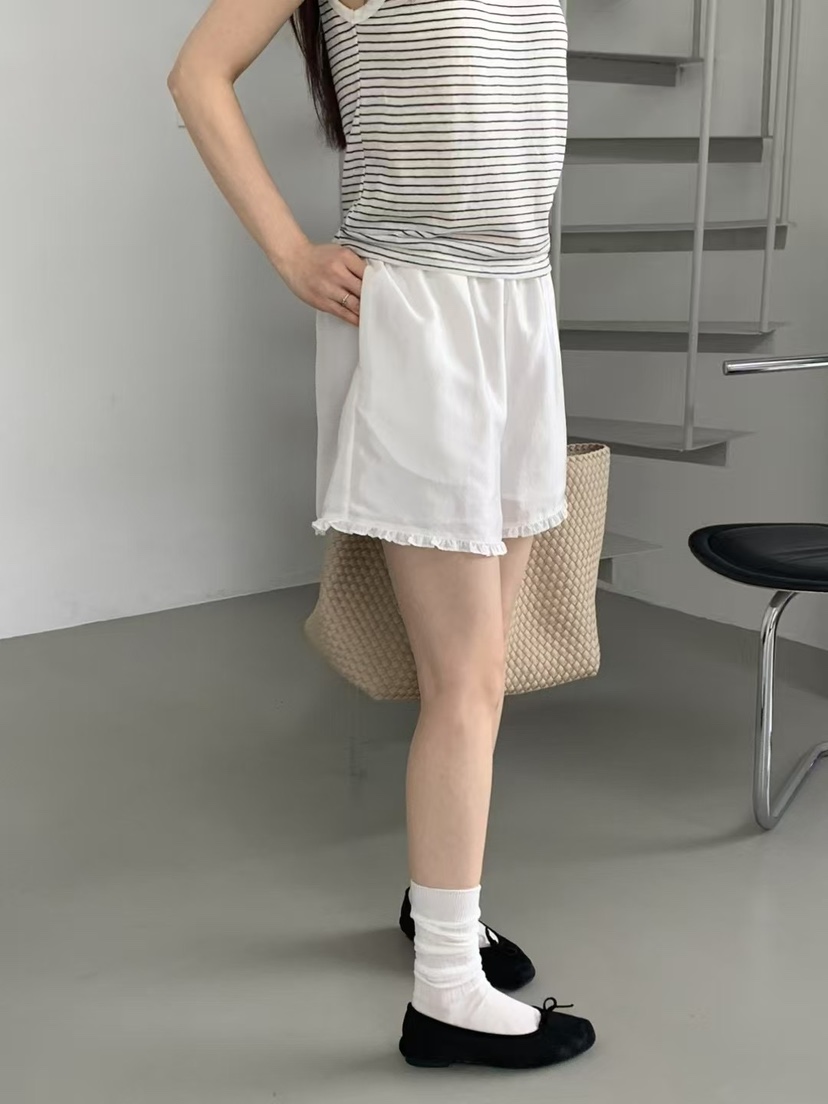 TAF韓國代購女士新款25春夏熱賣休閑時尚真品職業短褲荷葉邊TAF短褲