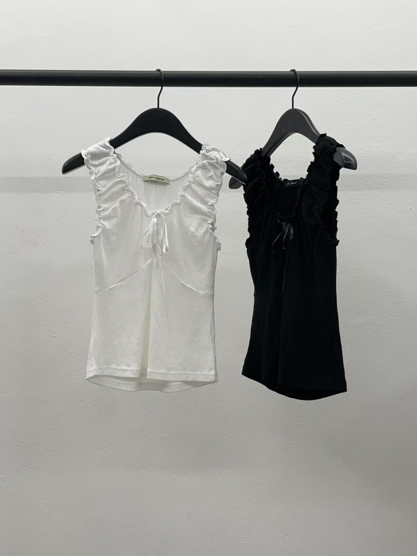TAF東大門實拍女士新品職業真品25春夏人氣熱賣吊帶背心荷葉邊TAF吊帶/背心