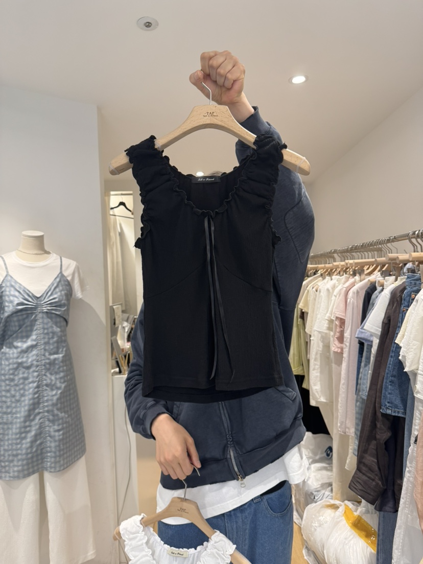 TAF東大門實拍女士新品職業真品25春夏人氣熱賣吊帶背心荷葉邊TAF吊帶/背心圖色2