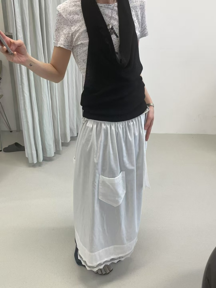 MINIMUZE韓國直郵㊣東大門實拍女裝新品休閑推薦長裙口袋蕾絲MINIMUZE長裙