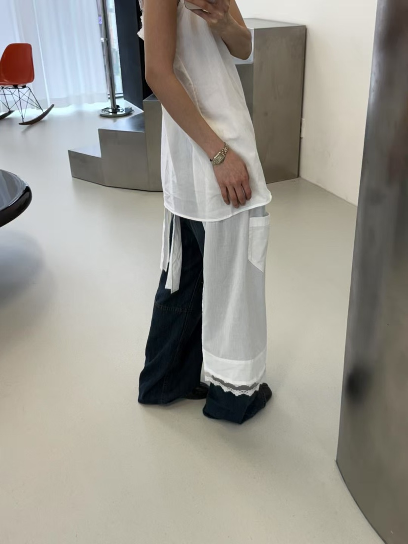 MINIMUZE韓國直郵㊣東大門實拍女裝新品休閑推薦長裙口袋蕾絲MINIMUZE長裙