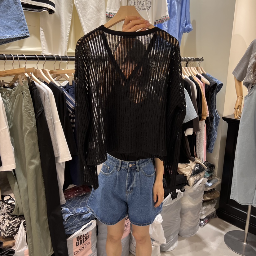 DAISY DRESS韓國直郵㊣女裝新品熱賣人氣休閑25春夏針織衫透視DAISY DRESS針織衫