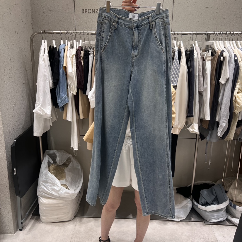 BRONZE韓國代購女裝新款真品人氣時尚休閑熱賣25春夏牛仔褲BRONZE牛仔褲
