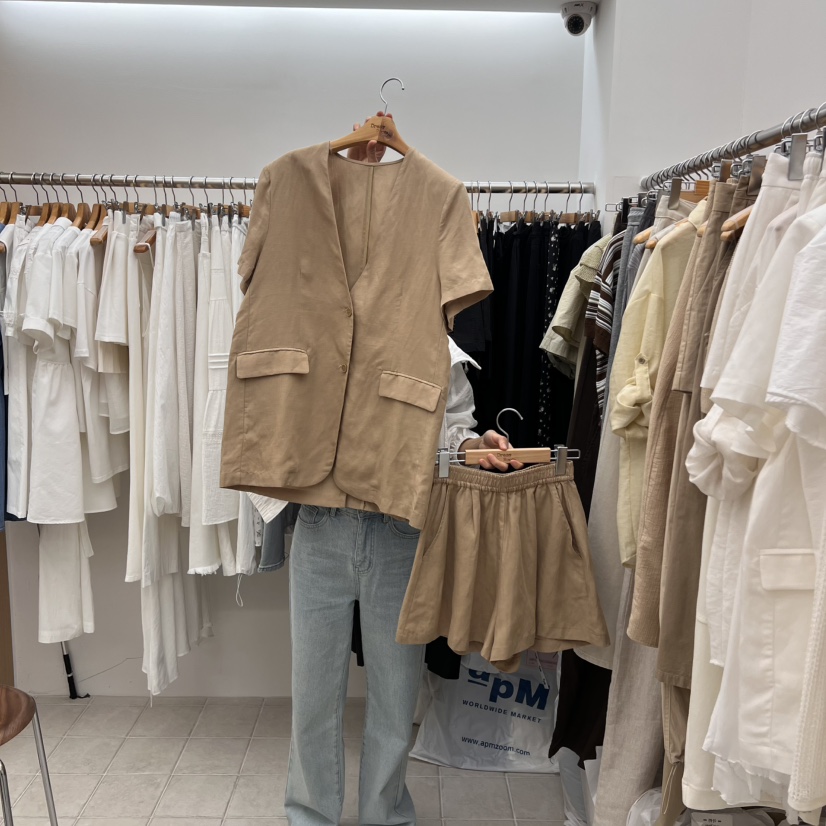 DRESS ROOM東大門實拍女裝新款推薦時尚職業25春夏套裝套裝亞麻DRESS ROOM套裝圖色2