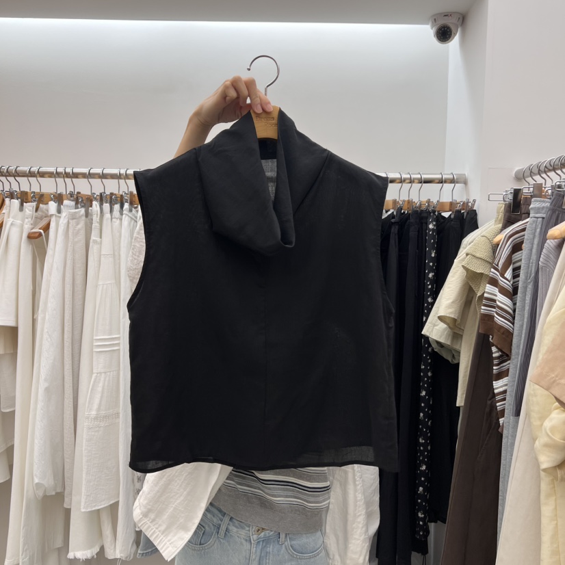 DRESS ROOM韓國代購女裝新款真品時尚推薦吊帶背心亞麻布高領DRESS ROOM吊帶/背心圖色2