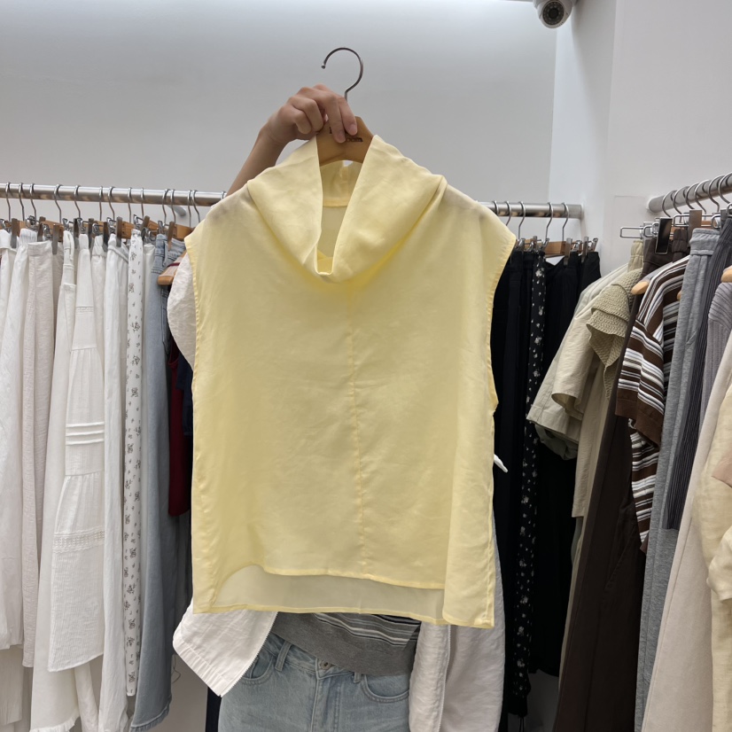 DRESS ROOM韓國代購女裝新款真品時尚推薦吊帶背心亞麻布高領DRESS ROOM吊帶/背心圖色3