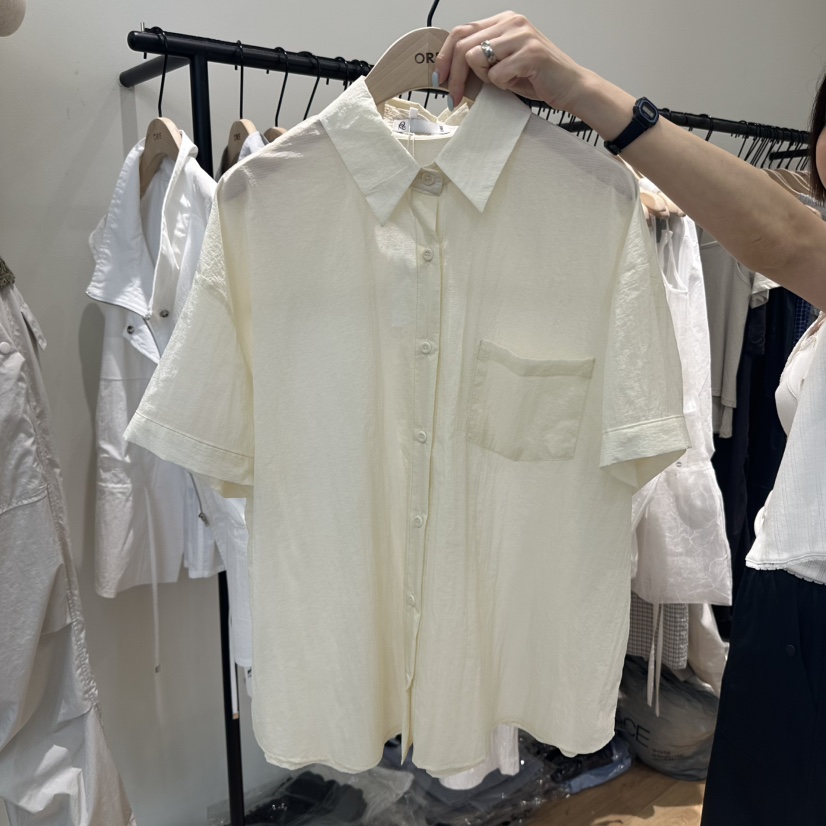 ORE-P東大門代購女士新品休閑真品25春夏時尚職業襯衫蕾絲衫ORE襯衫/蕾絲衫圖色2