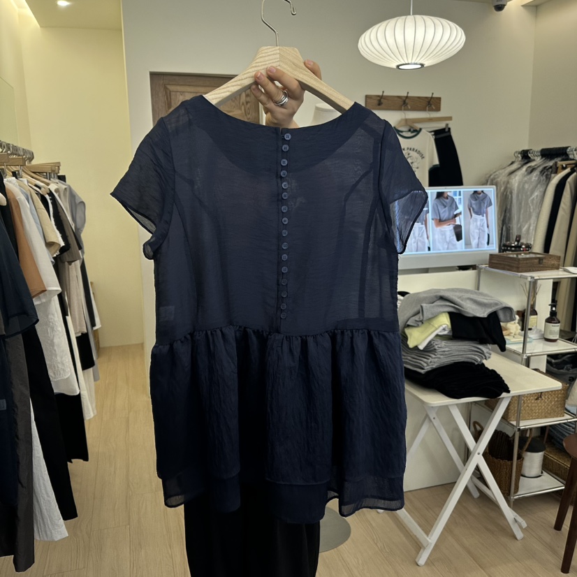 LOGON韓國代購女裝新品25春夏休閑熱賣職業真品時尚襯衫蕾絲衫LOGON襯衫/蕾絲衫
