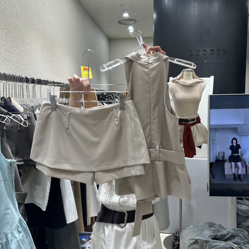 LESSEN韓國代購女士新品真品職業25春夏人氣休閑套裝含腰帶LESSEN套裝