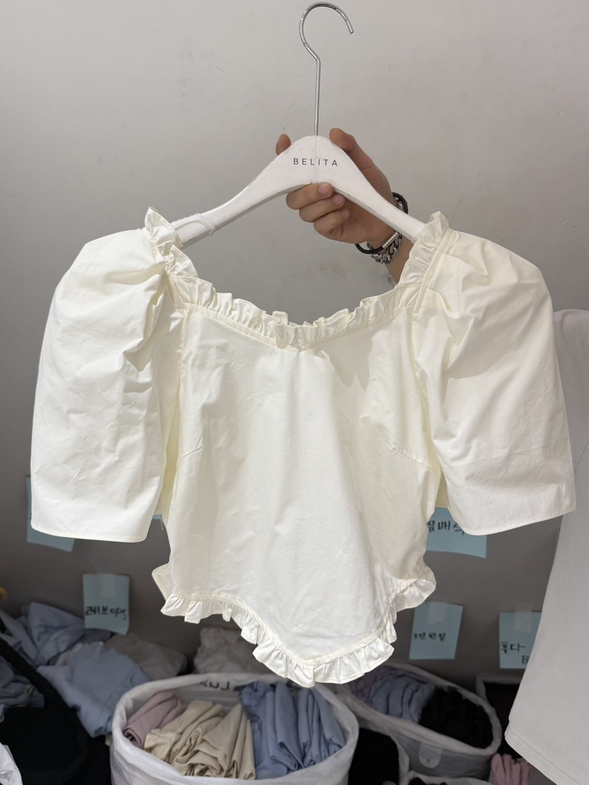 BELITA-L東大門代購女士新品熱賣人氣休閑襯衫蕾絲衫荷葉邊絨BELITA-L襯衫/蕾絲衫