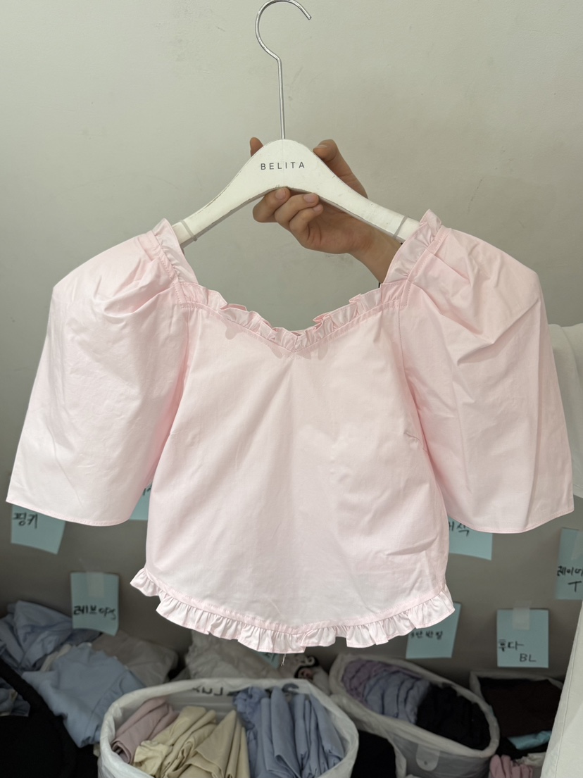 BELITA-L東大門代購女士新品熱賣人氣休閑襯衫蕾絲衫荷葉邊絨BELITA-L襯衫/蕾絲衫圖色2