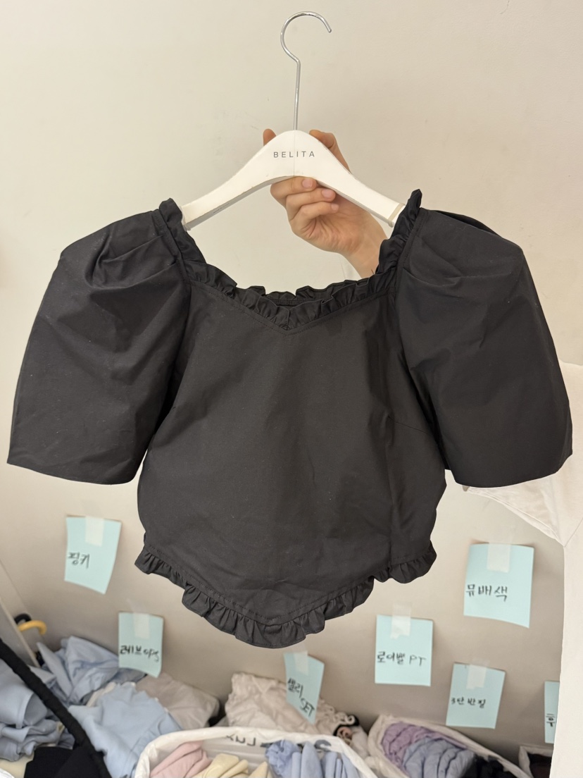 BELITA-L東大門代購女士新品熱賣人氣休閑襯衫蕾絲衫荷葉邊絨BELITA-L襯衫/蕾絲衫圖色3