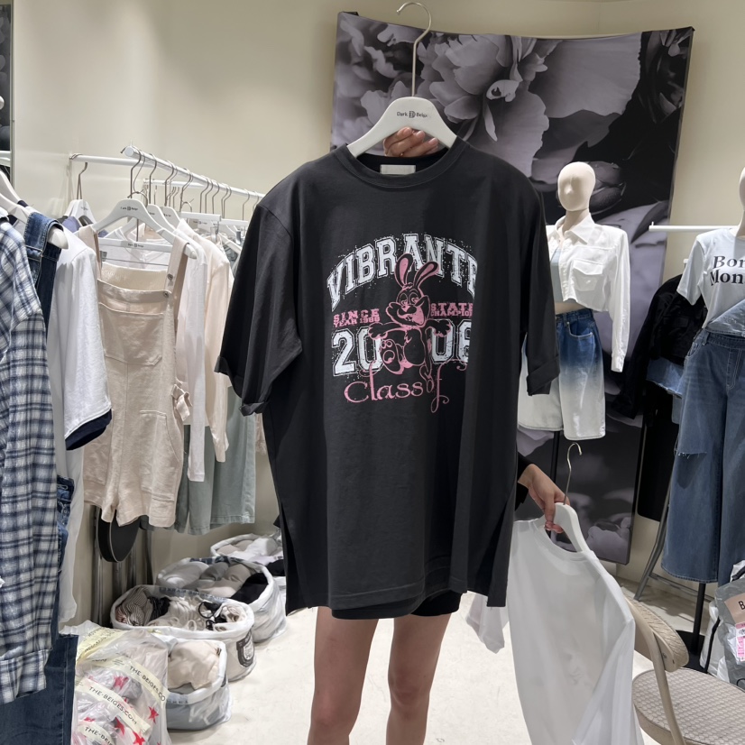 DARKBEIGE東大門實拍女士新品25春夏人氣真品推薦休閑T恤兔子DARK BEIGET恤圖色2