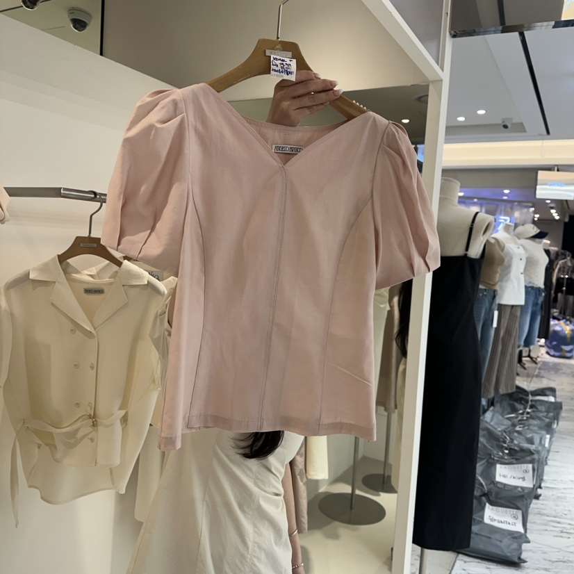 MER東大門實拍女裝新品人氣推薦25春夏時尚真品熱賣襯衫蕾絲衫MER/ANGELO BIANCO襯衫/蕾絲衫圖色2