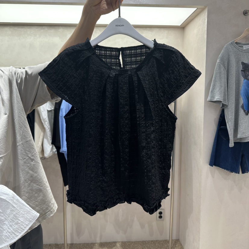 空韓國代購女裝新款時尚熱賣真品職業人氣休閑襯衫蕾絲衫褶皺THE OTHER襯衫/蕾絲衫圖色2