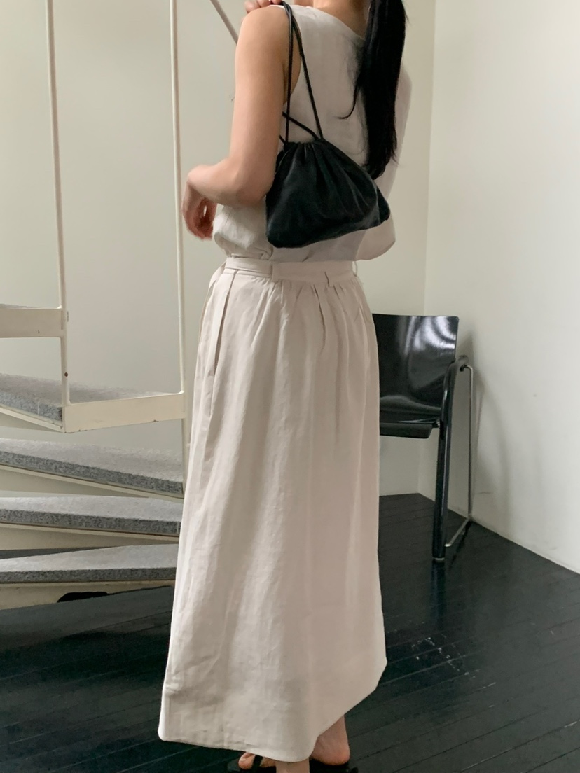 REGULARLY/PLACOR東大門直郵女裝新款休閑熱賣長裙含腰帶亞麻REGULARLY/PLACOR長裙