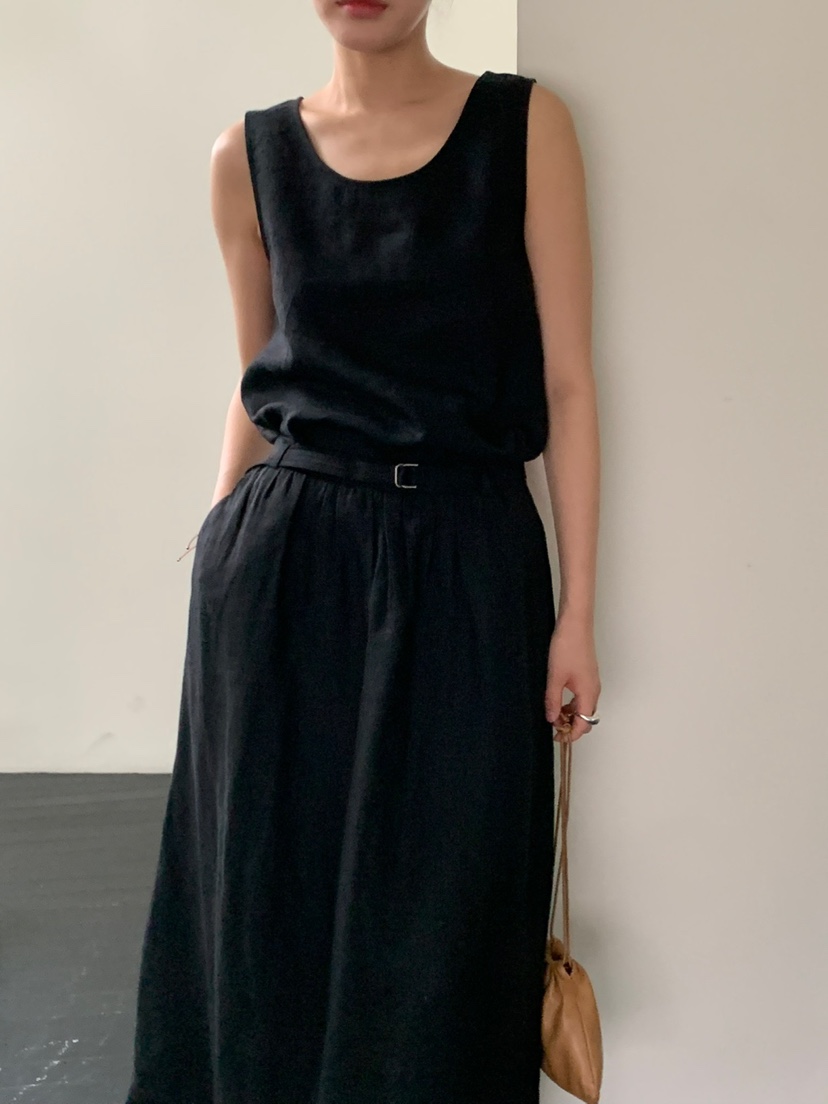 REGULARLY/PLACOR東大門直郵女裝新款休閑熱賣長裙含腰帶亞麻REGULARLY/PLACOR長裙