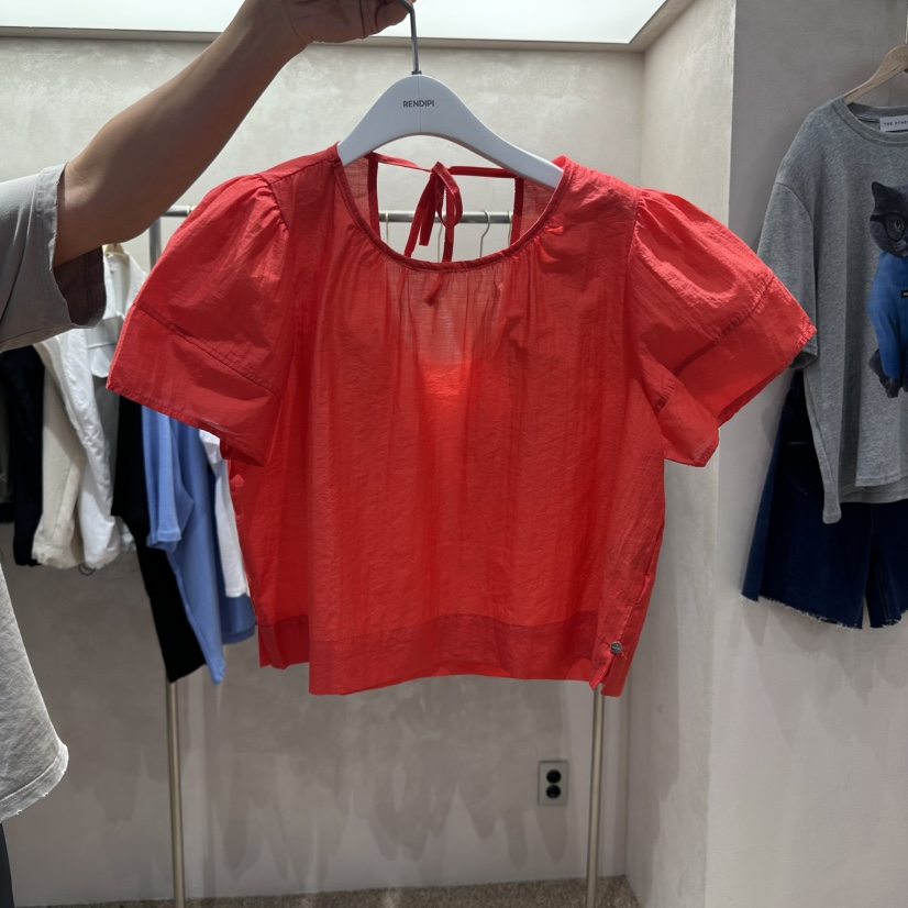空韓國代購女士新品推薦25春夏休閑熱賣真品襯衫蕾絲衫透明THE OTHER襯衫/蕾絲衫圖色3