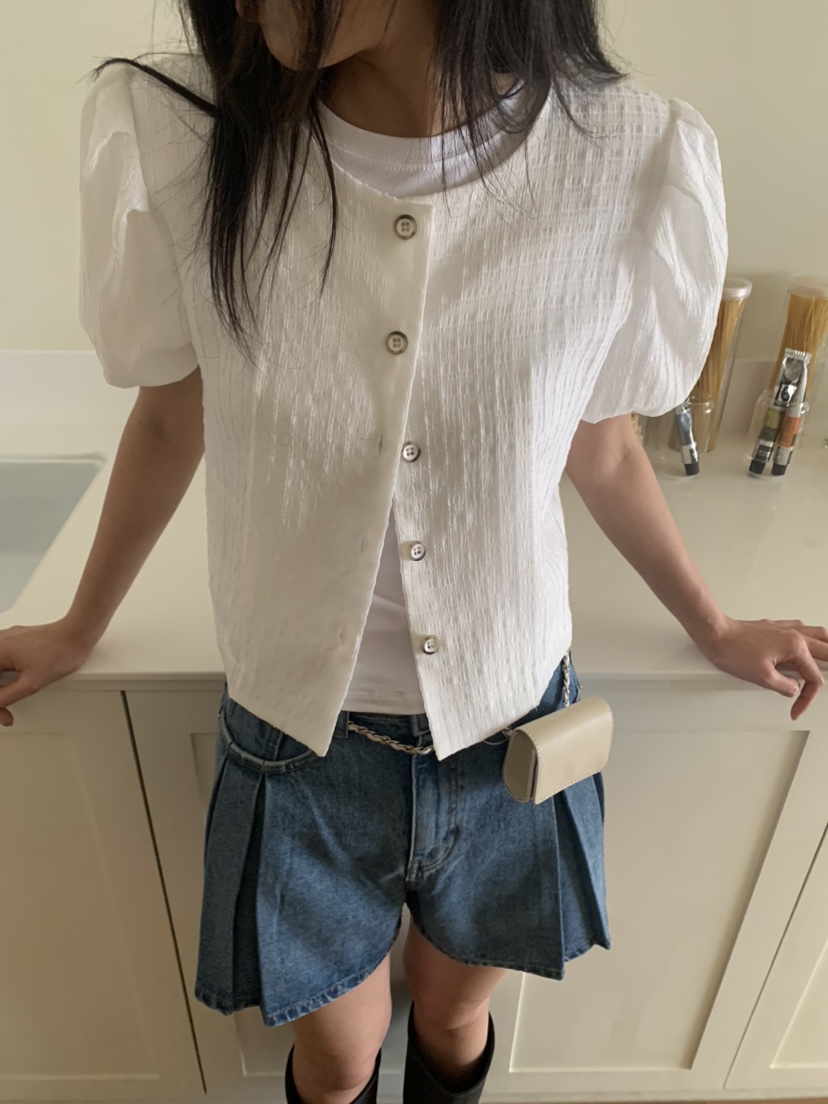 BADCALM東大門直郵女裝新款時尚人氣推薦襯衫蕾絲衫格紋透視BADCALM襯衫/蕾絲衫