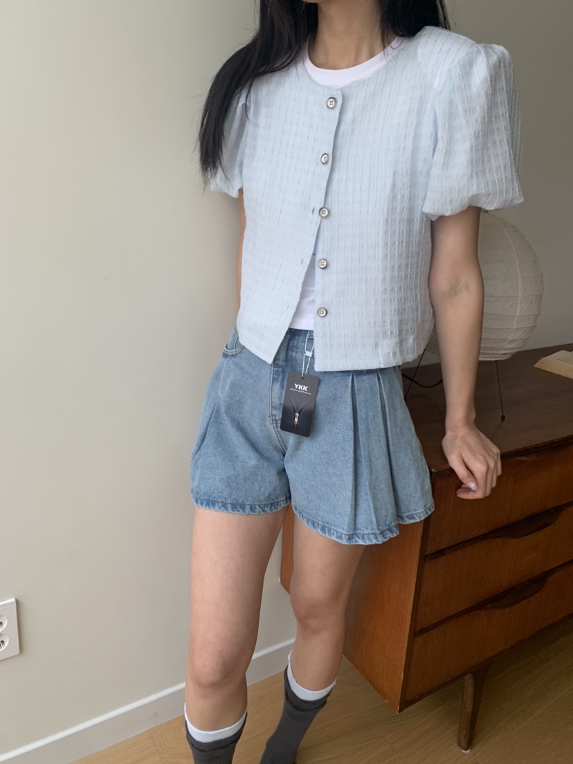BADCALM東大門直郵女裝新款時尚人氣推薦襯衫蕾絲衫格紋透視BADCALM襯衫/蕾絲衫圖色3