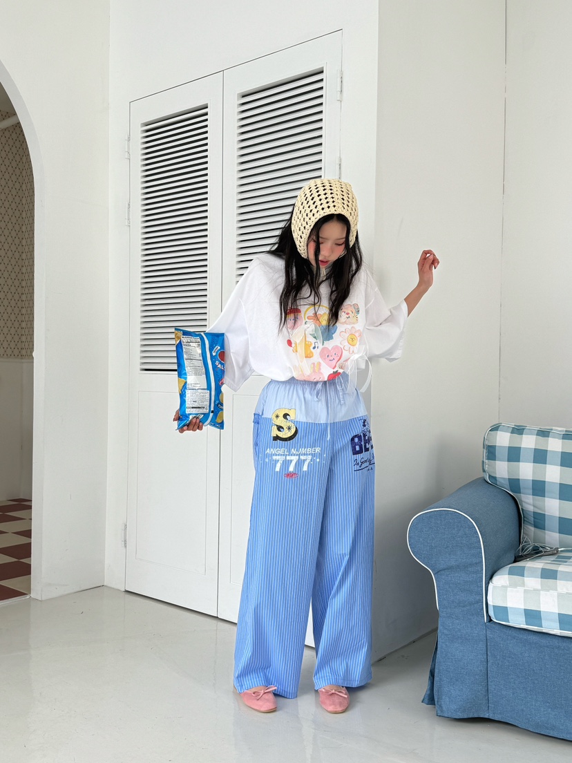 MAISONDEGLORY韓國直郵女士新款真品職業時尚人氣休閑褲條紋MAISON DE GLORY休閑褲