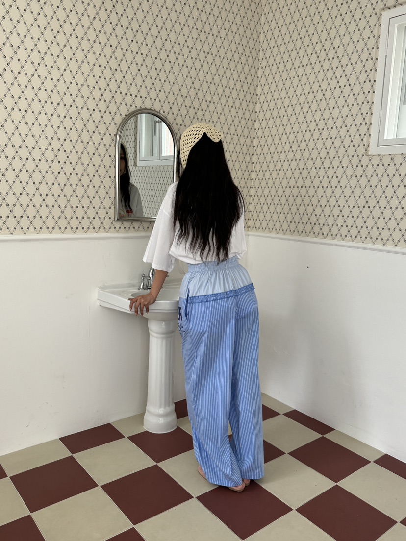 MAISONDEGLORY韓國直郵女士新款真品職業時尚人氣休閑褲條紋MAISON DE GLORY休閑褲