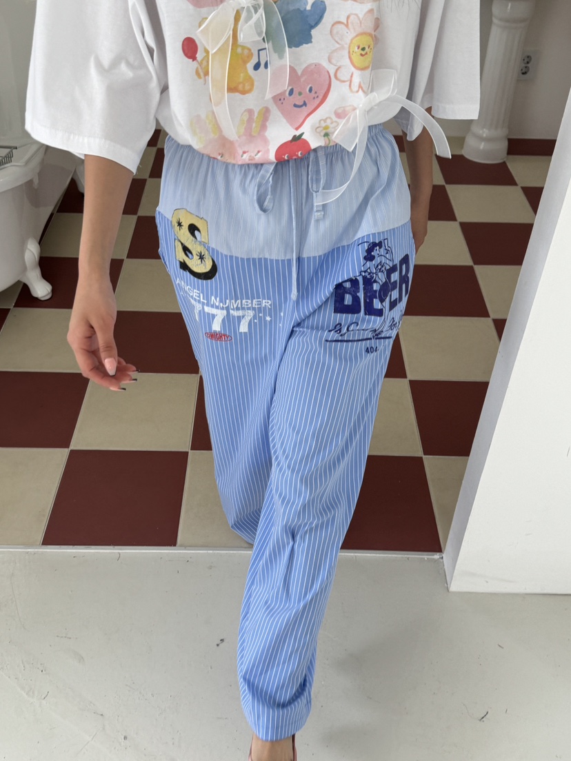 MAISONDEGLORY韓國直郵女士新款真品職業時尚人氣休閑褲條紋MAISON DE GLORY休閑褲