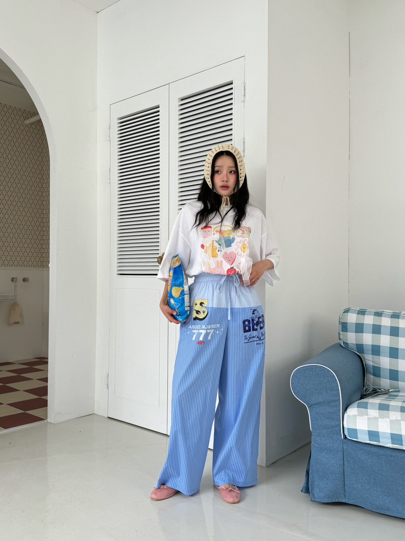 MAISONDEGLORY韓國直郵女士新款真品職業時尚人氣休閑褲條紋MAISON DE GLORY休閑褲