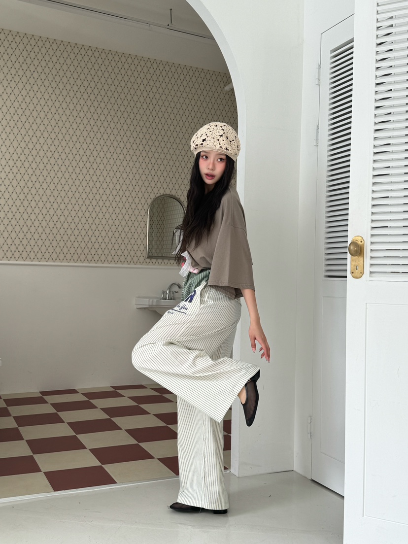 MAISONDEGLORY韓國直郵女士新款真品職業時尚人氣休閑褲條紋MAISON DE GLORY休閑褲
