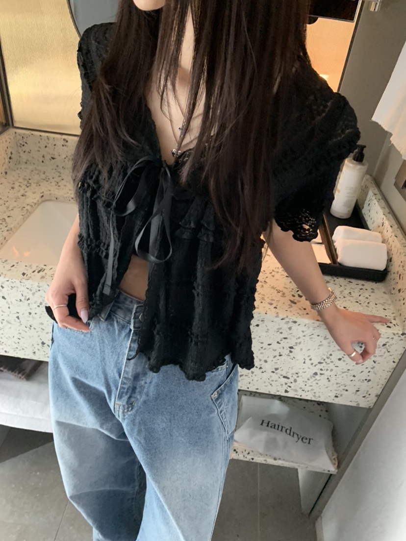 BADCALM東大門直郵女士新品熱賣職業人氣襯衫蕾絲衫蕾絲開衫BADCALM襯衫/蕾絲衫