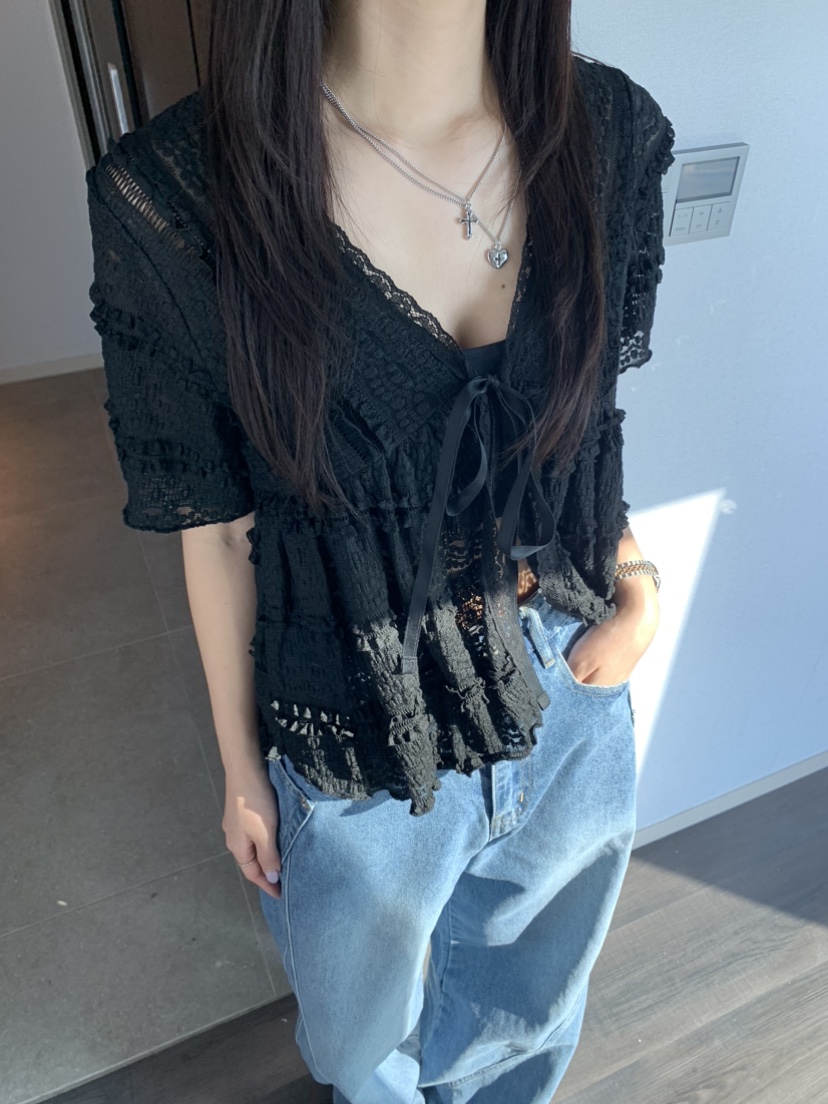 BADCALM東大門直郵女士新品熱賣職業人氣襯衫蕾絲衫蕾絲開衫BADCALM襯衫/蕾絲衫