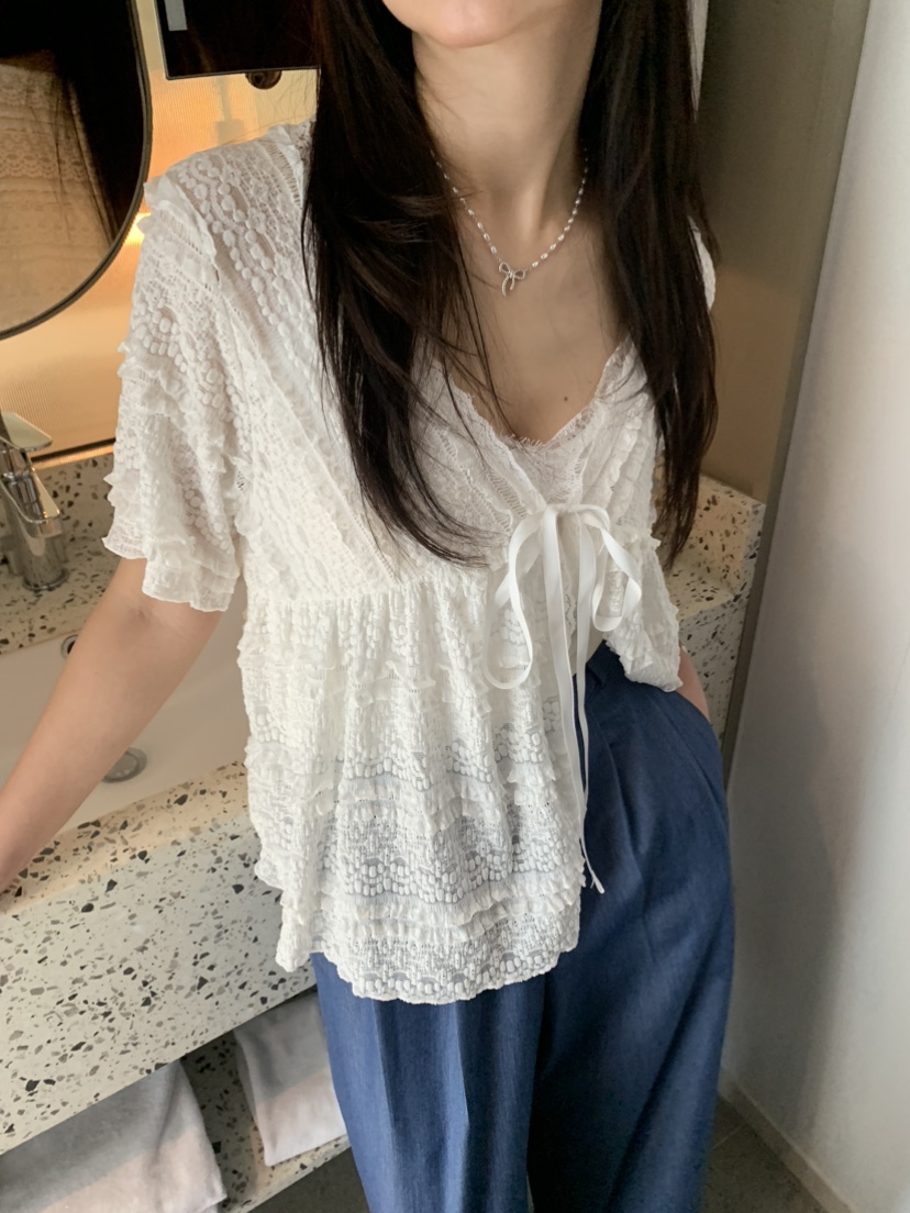 BADCALM東大門直郵女士新品熱賣職業人氣襯衫蕾絲衫蕾絲開衫BADCALM襯衫/蕾絲衫