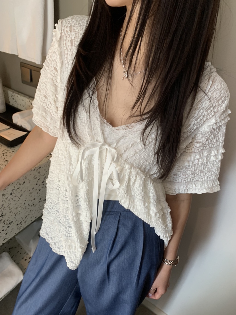 BADCALM東大門直郵女士新品熱賣職業人氣襯衫蕾絲衫蕾絲開衫BADCALM襯衫/蕾絲衫